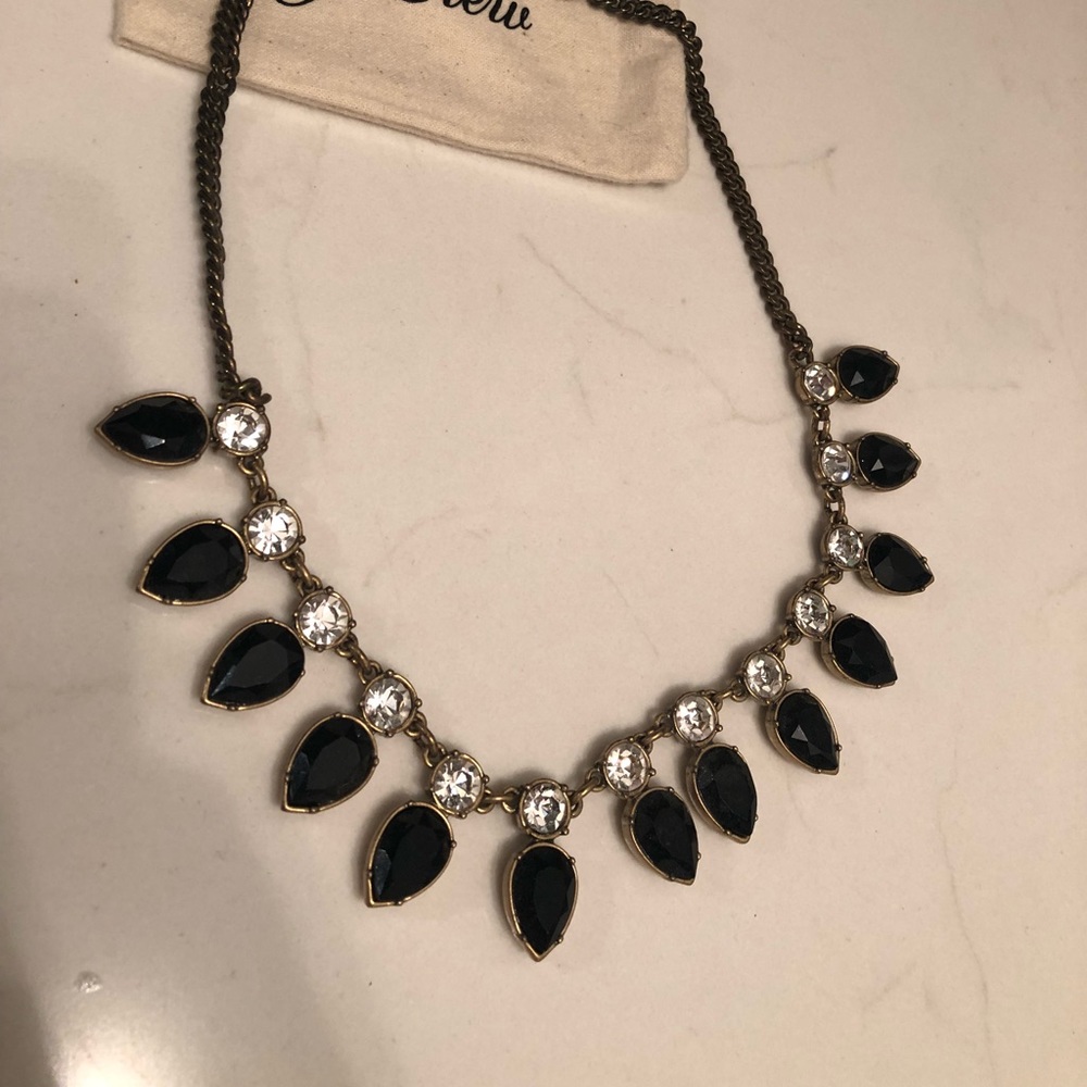 J. Crew Crystal and Black Necklace